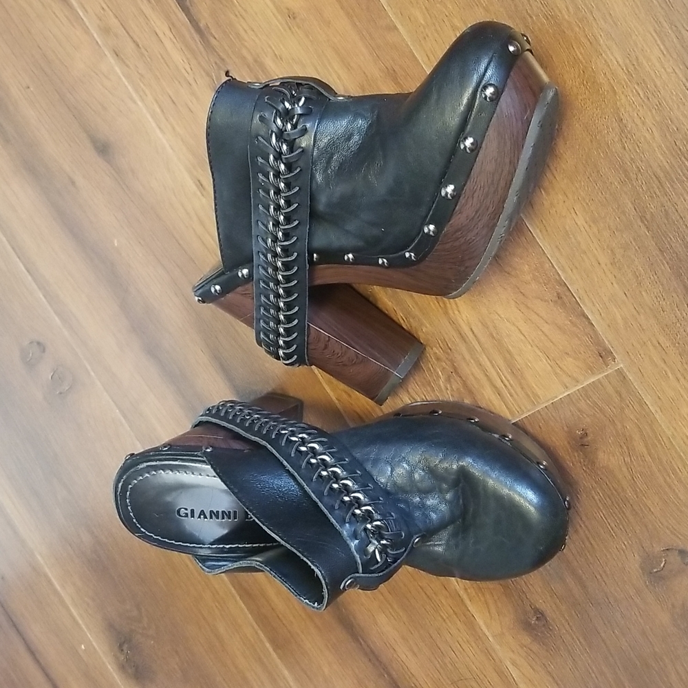 Gianni Bini Leather Heeled Mules